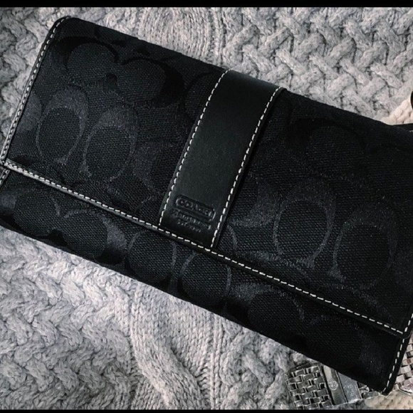 Coach Handbags - NWT, Black Signature COACH Wallet